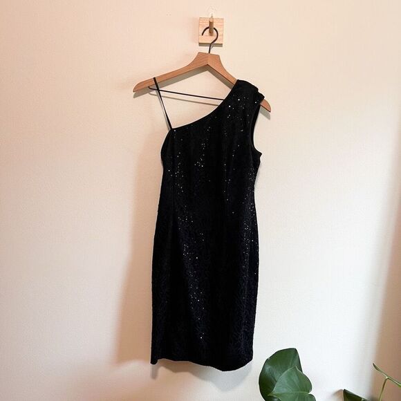 Adrianna Papell Evening Asymmetrical Shoulder Mini Dress Size 10 - Picture 1 of 5
